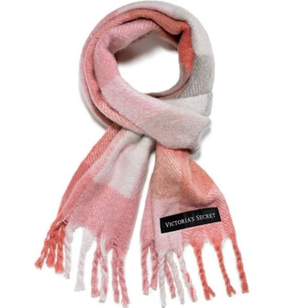 VICTORIA'S SECRET Plush Scarf -blush/grey